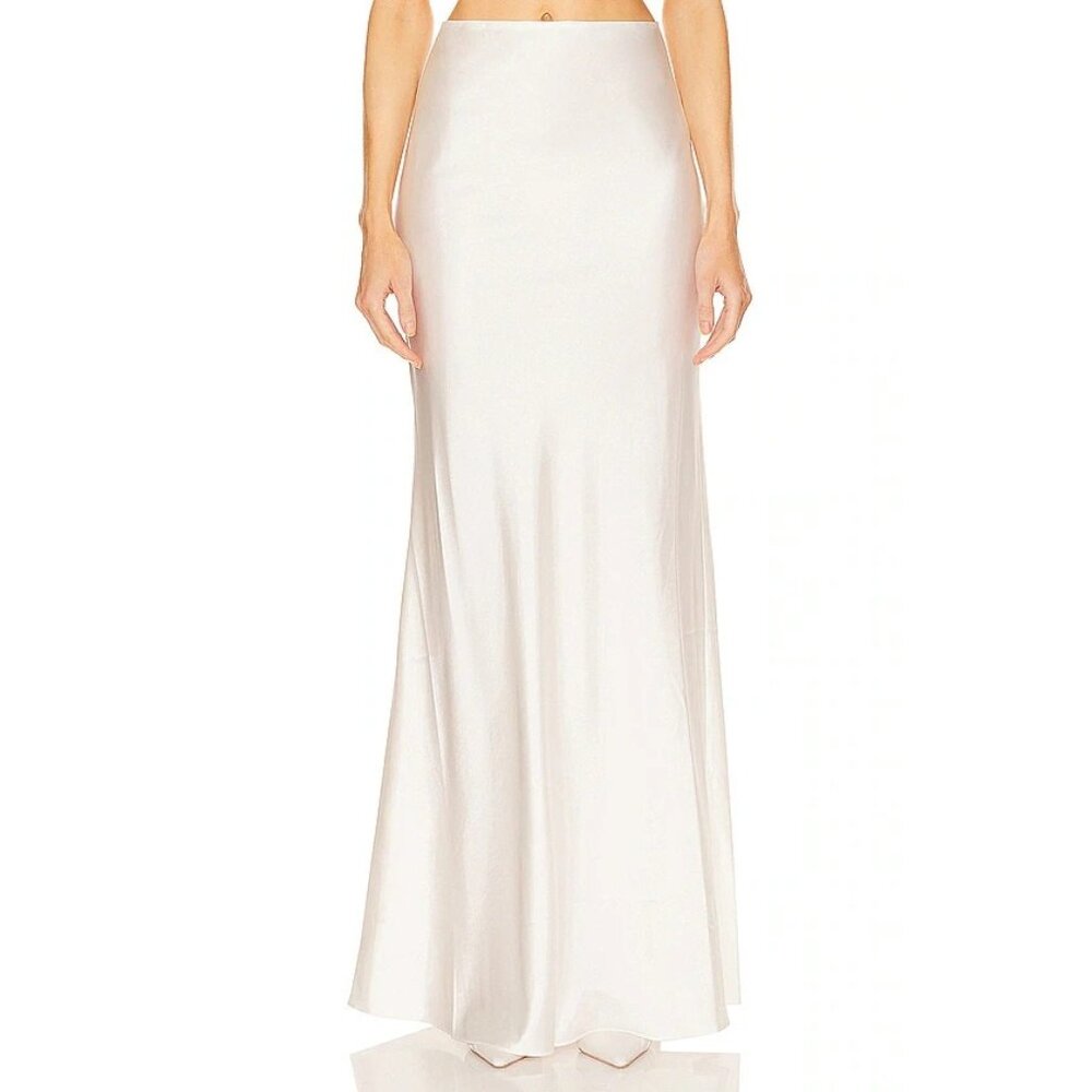 Ronny Kobo Collection Satin Maxi Skirt in Ivory